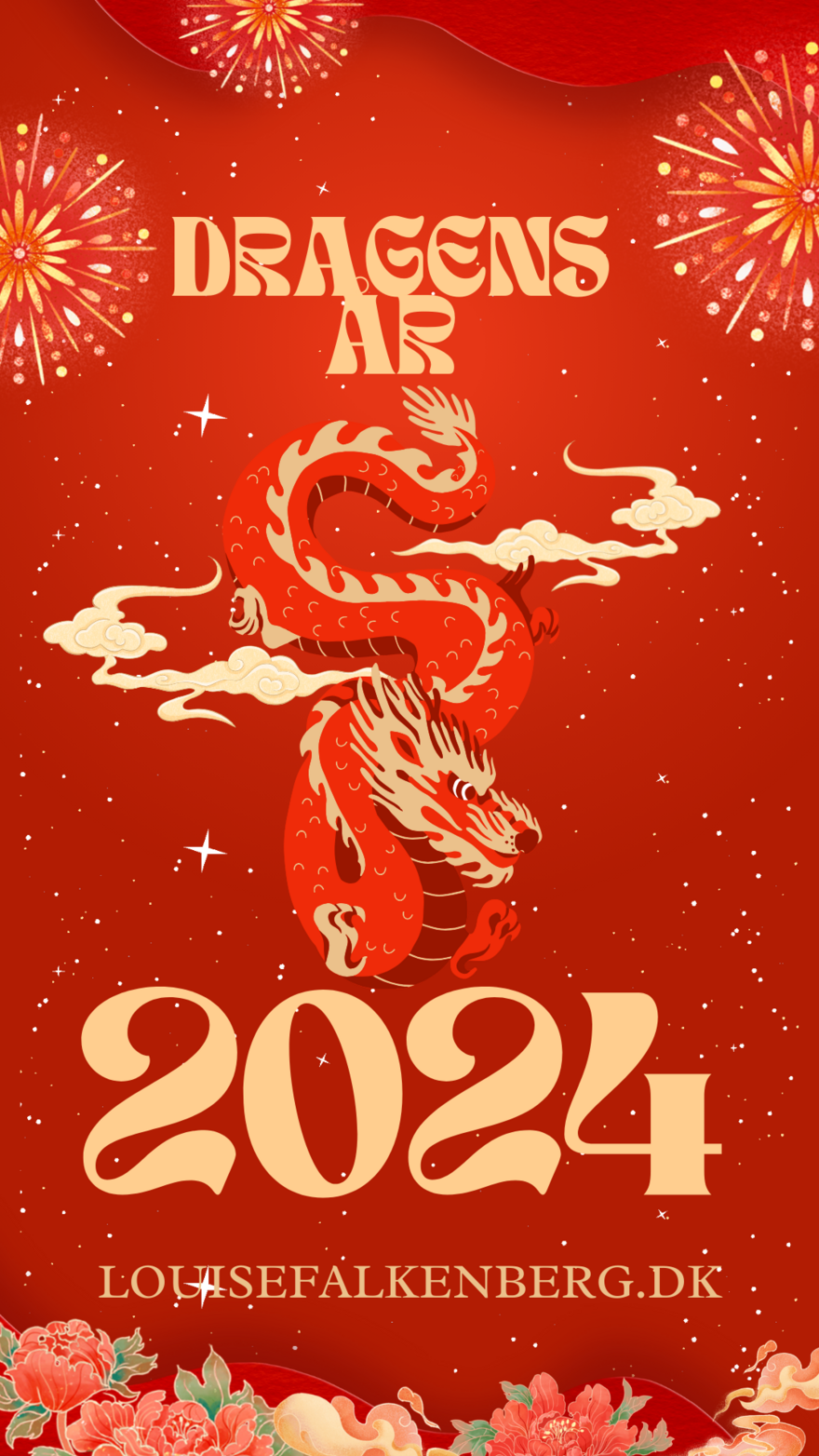 Red and Gold Elegant Watercolor Animated 2024 Happy Chınese New Year Instagram Story
