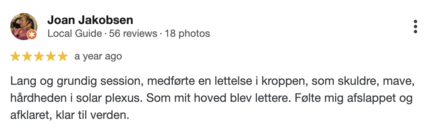 Et testimonial fra google