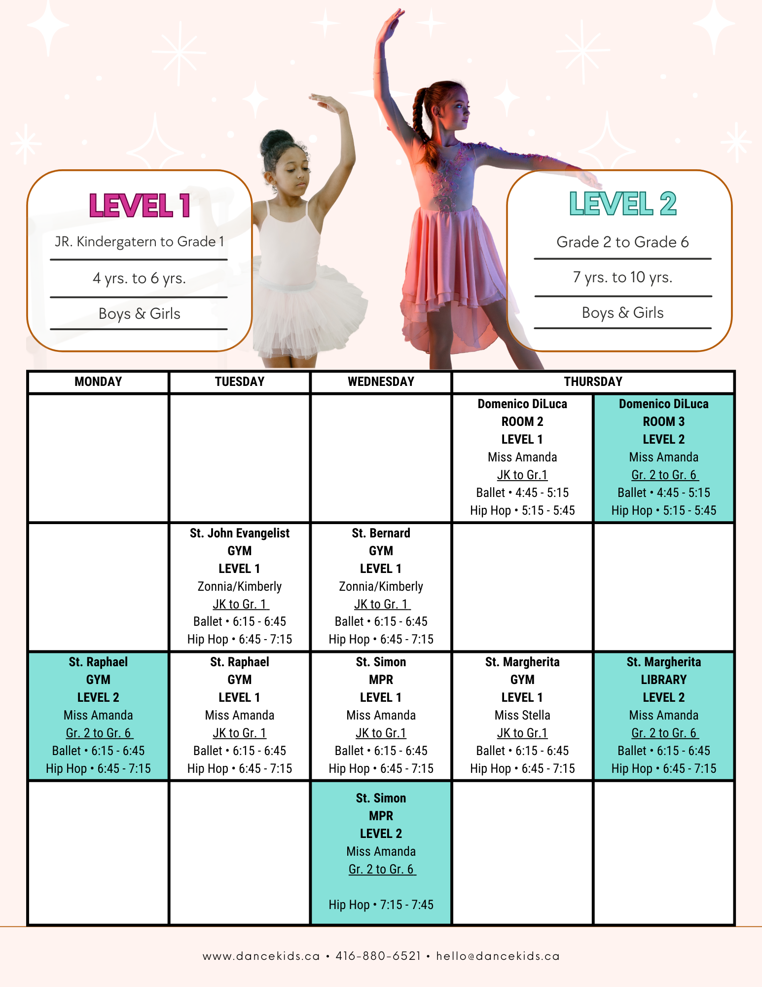 Dance Kids Information Brochure