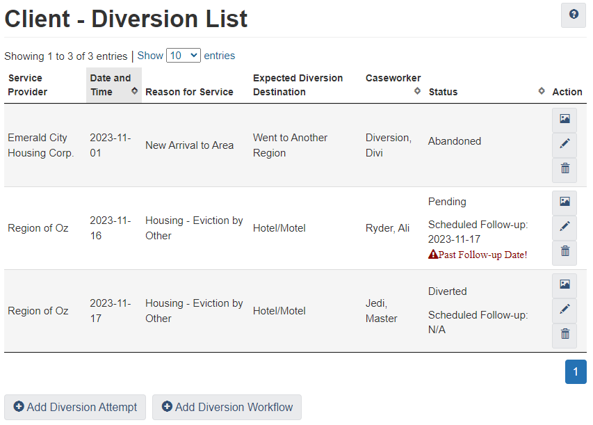 Diversion List Client