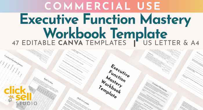 css executive function workbook template Canva PLR