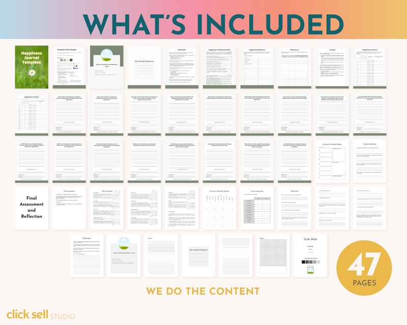 Happiness Journal PLR Canva Template for resellers and coaches