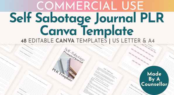 CSS self sabotage journal canva template PLR simplero