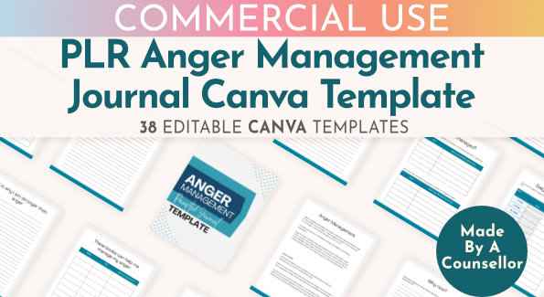 CSS anger management journal canva template PLR simplero