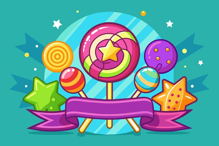 Candy game with green background