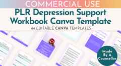 CSS depression support workbook canva template PLR simplero