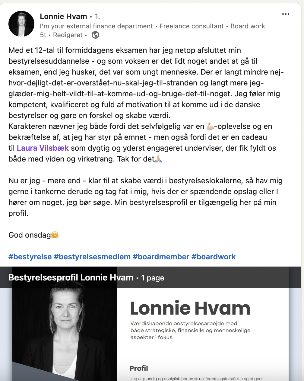 Bestyrelsesuddannelsen - Lonnie Hvam - Laura Vilsbæk