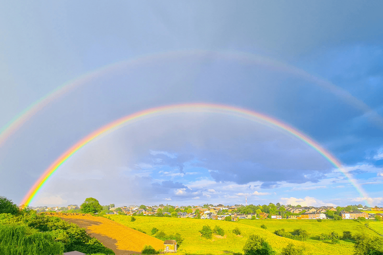 double rainbow in the sky