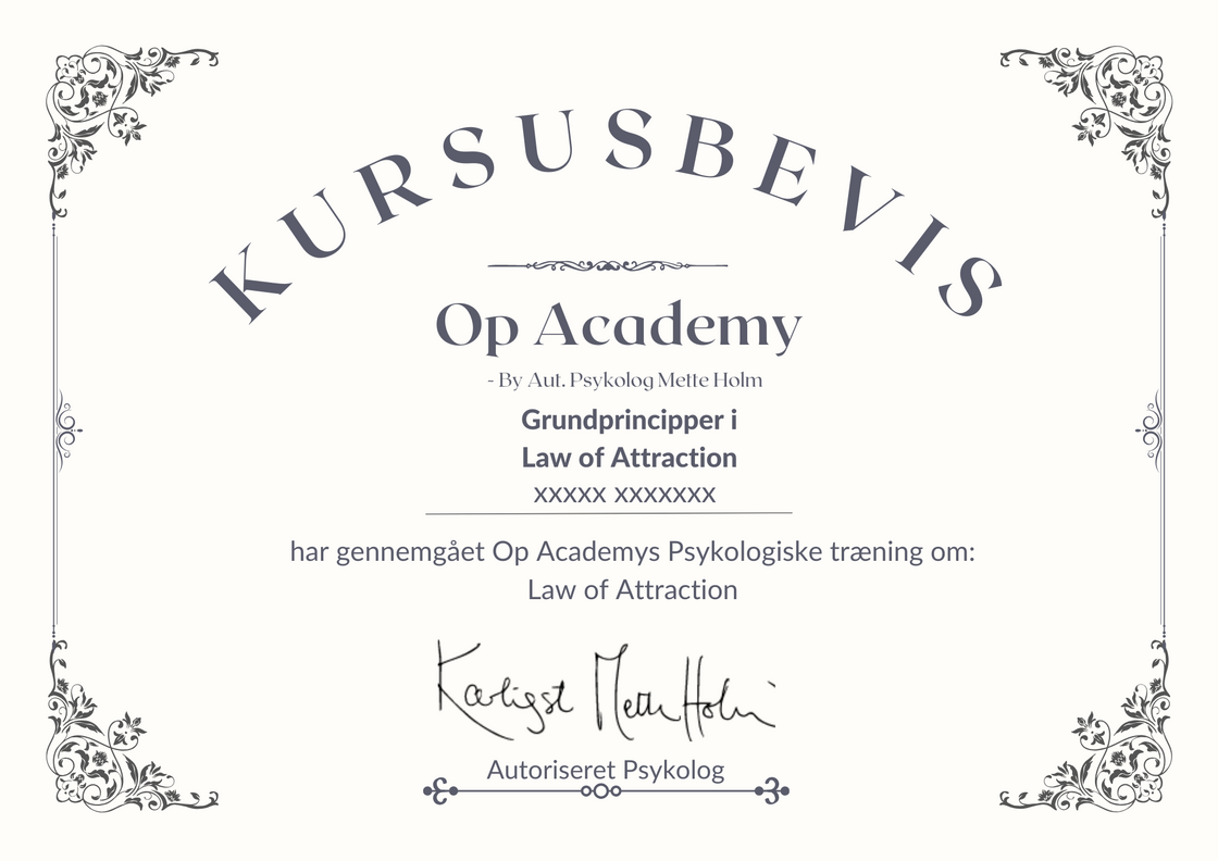 Op Academy Kursusbevis - Law of Attraction