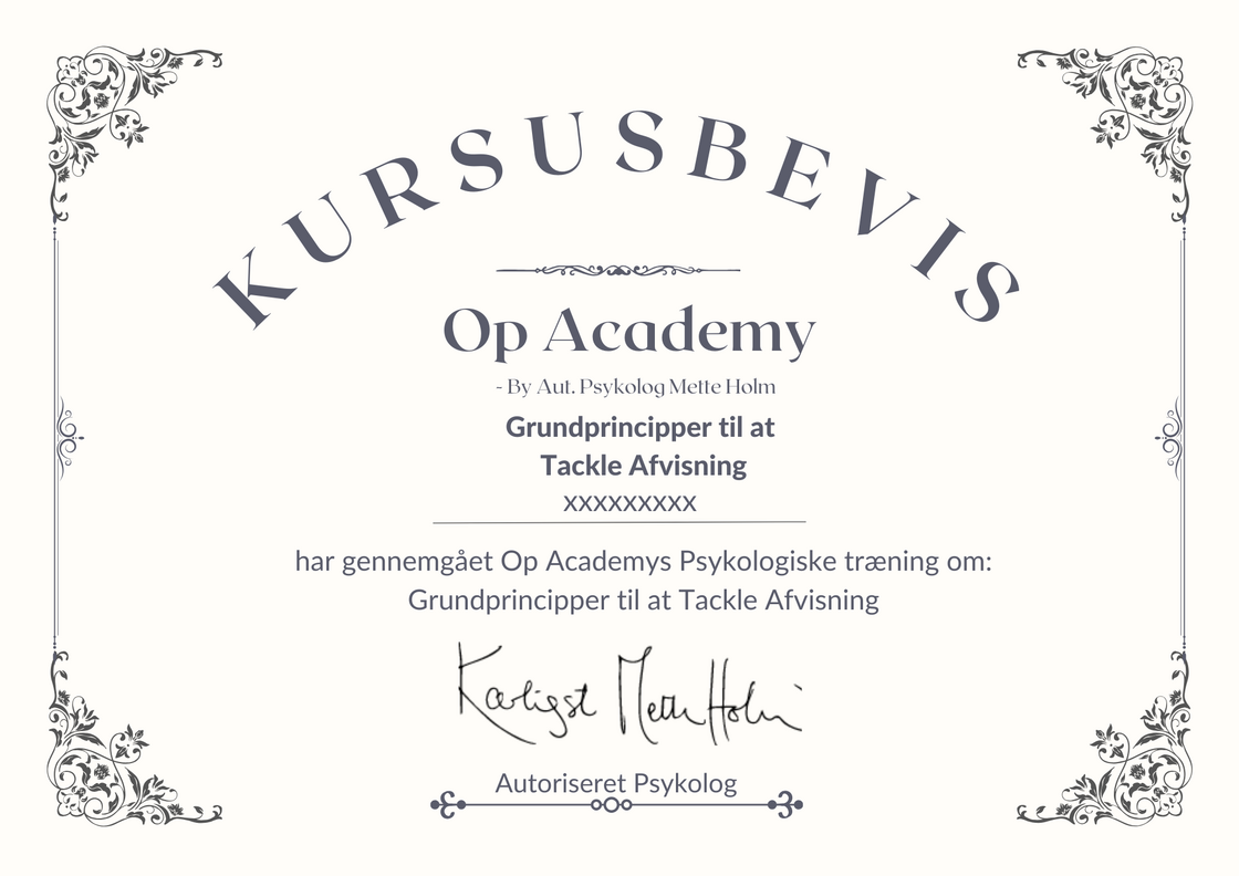 Op Academy Kursusbevis - Lær at Tackle Afvisning