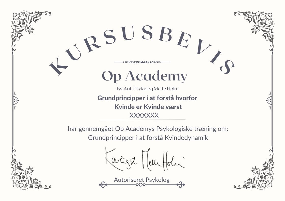 _Op Academy Kursusbevis - Hvorfor er Kvinde Kvinde værst 