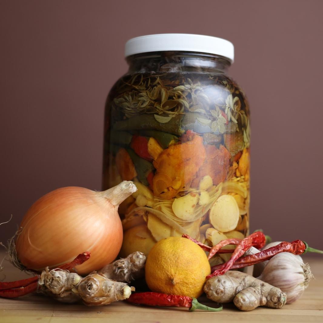 fire cider jar and ingredients square