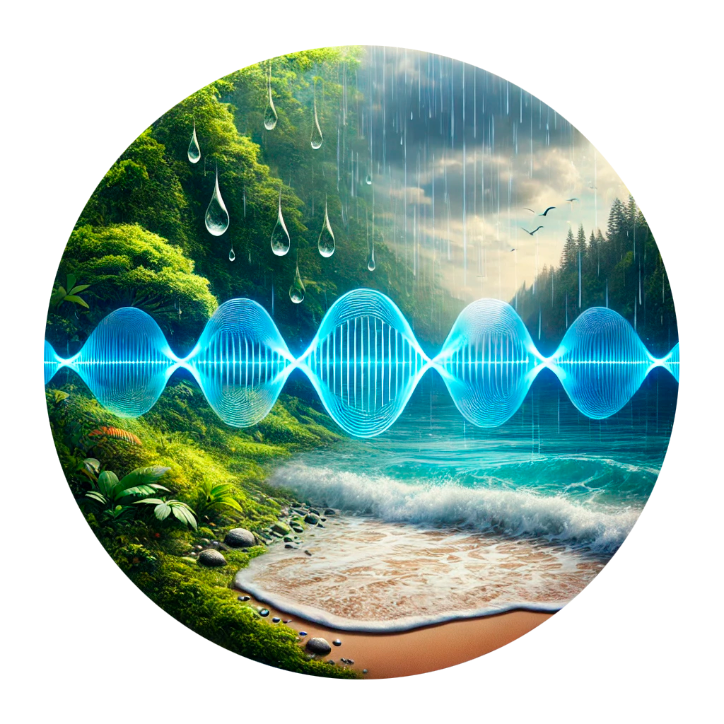 Circle-DALL·E-2024-09-20-12.14.07---A-calming-circular-scene-representing-continuous-nature-sounds-streaming-as-soothing-music-from-the-environment.-Visualize-serene-soundscapes-of-rain-