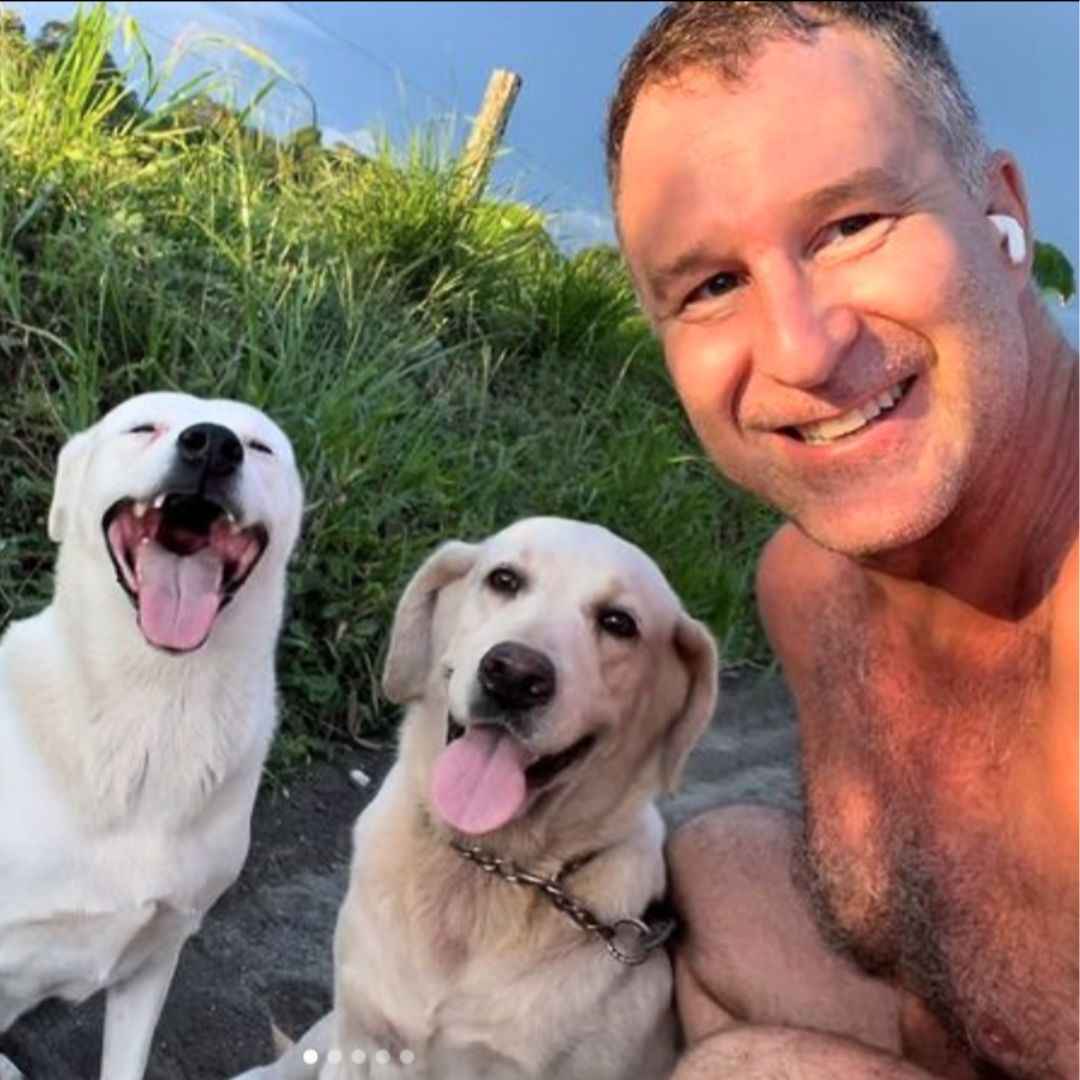 Yogi Aaron with his dogs