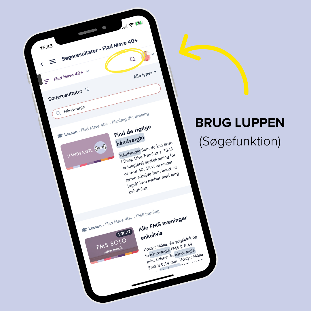 Søgefunktion i app grafik