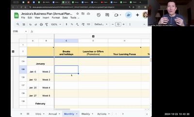 Annual BizPlan -- how to use the spreadsheet