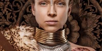 A warrior woman with neck rings