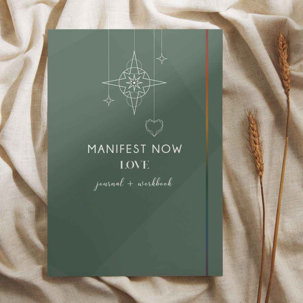 Manifest Now LOVE Journal by Amy Patee on a table