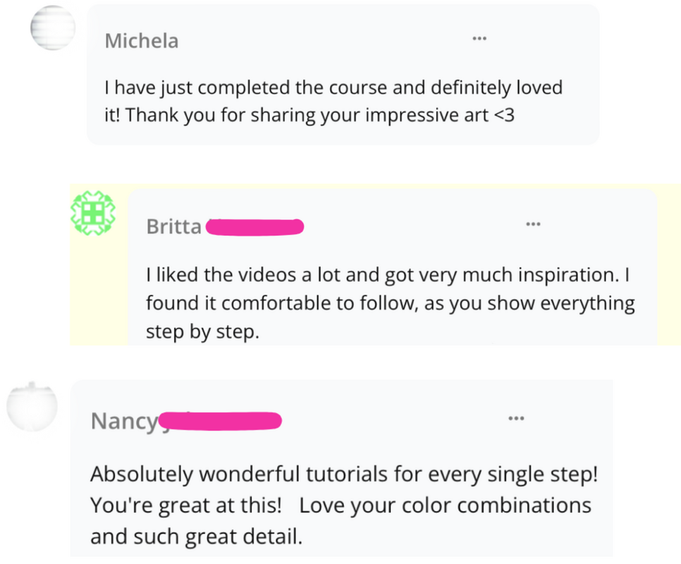 BB Mini Stitched Art Card Sales Page Testimonials