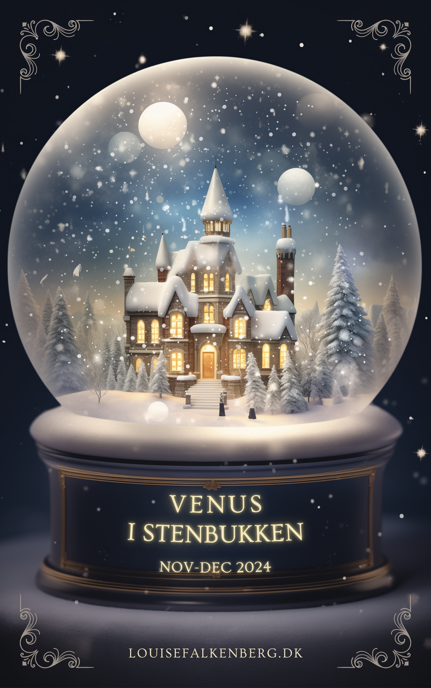 Dark Blue Vintage Snow Globe Illustration Book Cover