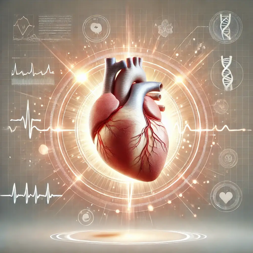 DALL·E 2024-11-25 09.19.39 - A detailed and artistic depiction of a healthy human heart, surrounded by a glowing aura symbolizing vitality and health. The setting includes subtle  (1)