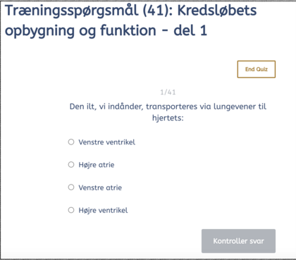 Eksempel på træningsspørgsmål i anatomi, fysiologi og sygdomslære