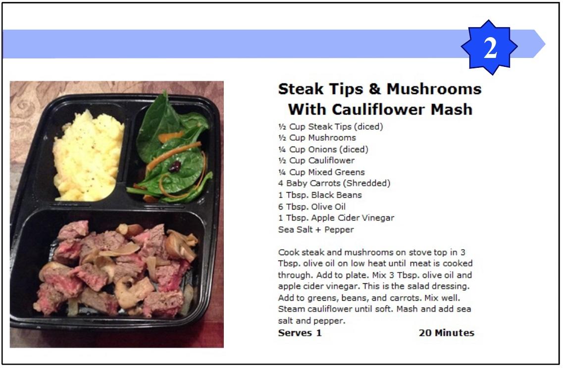 Steak Tips and Mushrooms with Cauliflower Mash