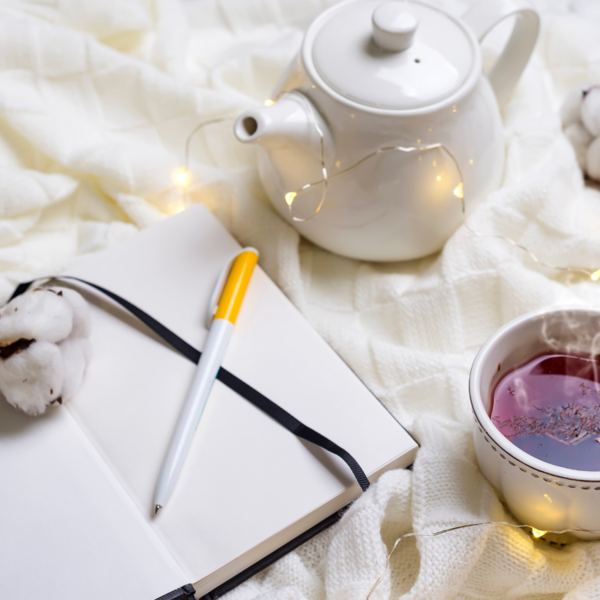 self care during grief journal and tea