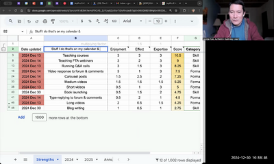 Example of me applying the EASE method via strengths tracking