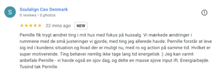 Et testimonial fra google