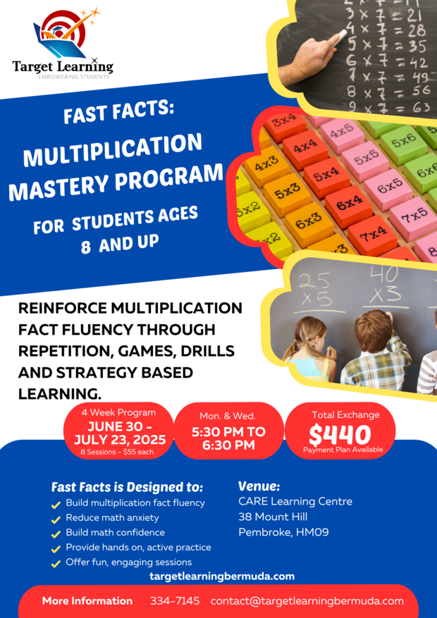 Fast Facts Multiplication Summer Program Flyer 2025 