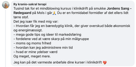Anbefaling af Jesper Hollensberg som underviser i klinikdrift og klinikvejledning
