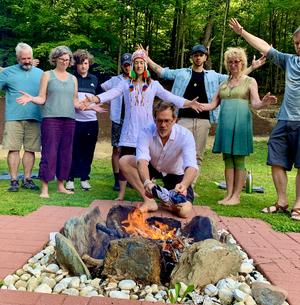 Despacho Ceremony Fire Ceremony with Ray at the Fire and Nina holding Circle