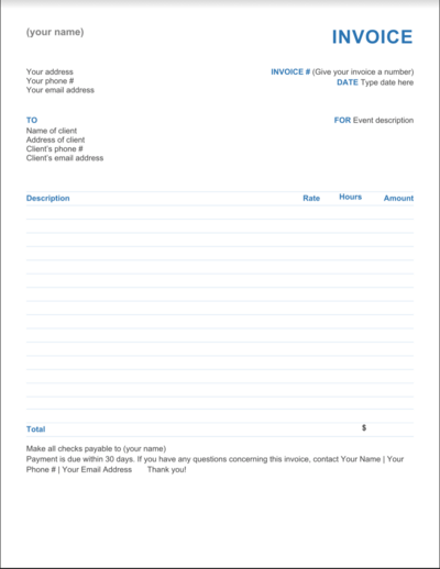 Agreements & Invoices - Invoice-Template