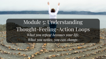 A woman raises her hands in victory as she navigates to the center of a labyrinth made of stones on a beach. She overloks the water. Natural light, steady, calm. 