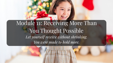 A young girl grins from ear to ear carrying a present that is wrapped in a red bow and white wrapping paper.