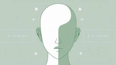 a human head no gender or face in the center of astrology online course mockup pastel green nordic style