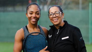 Female tennis player with her mum
