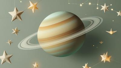 A high-resolution, vibrant mockup of Saturn.  No text or text boxes. The close-up image of Saturn and its rings utilizes a Nordic-inspired color palette of green and warm browns, presented in a clean, modern Scand