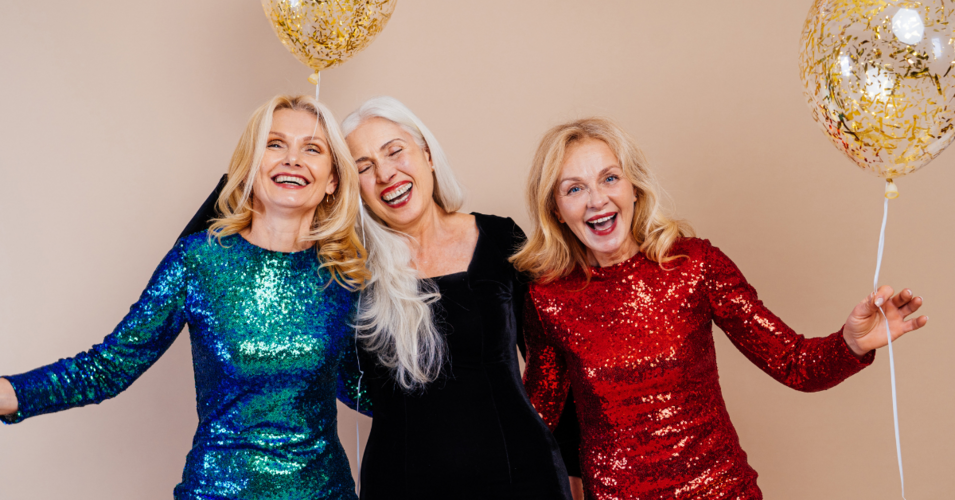 festlig venindegruppe for singlekvinder