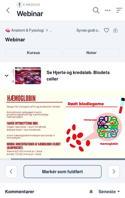 Eksempel på, hvordan du studerer anatomi og fysiologi med appen på telefonen