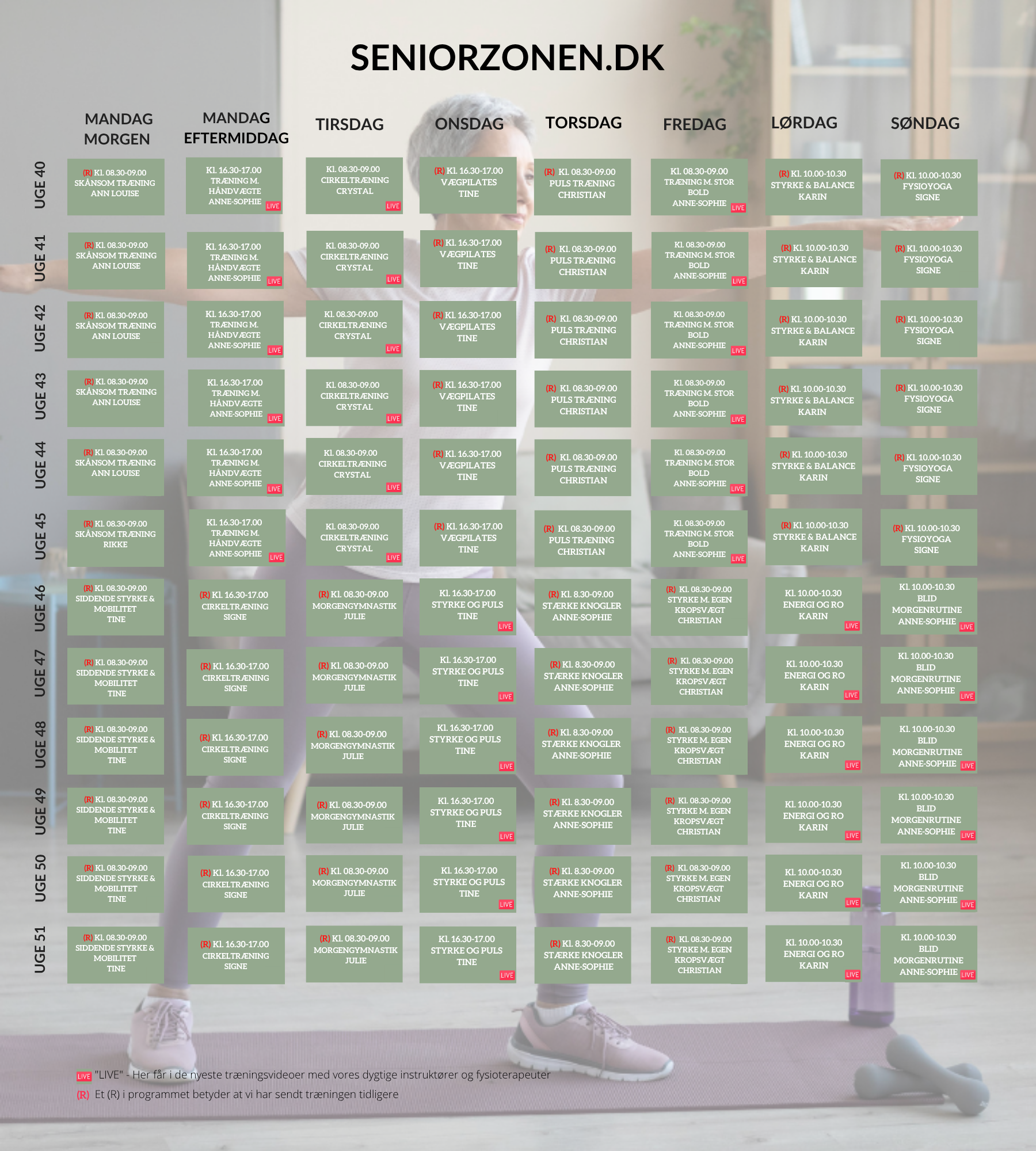 Uge 40-51 NYT Liveprogram seniorzonen rettet