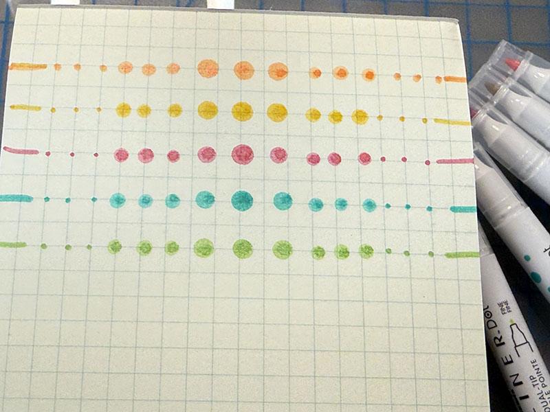 Zebra Mildliners Dot test closeup-s