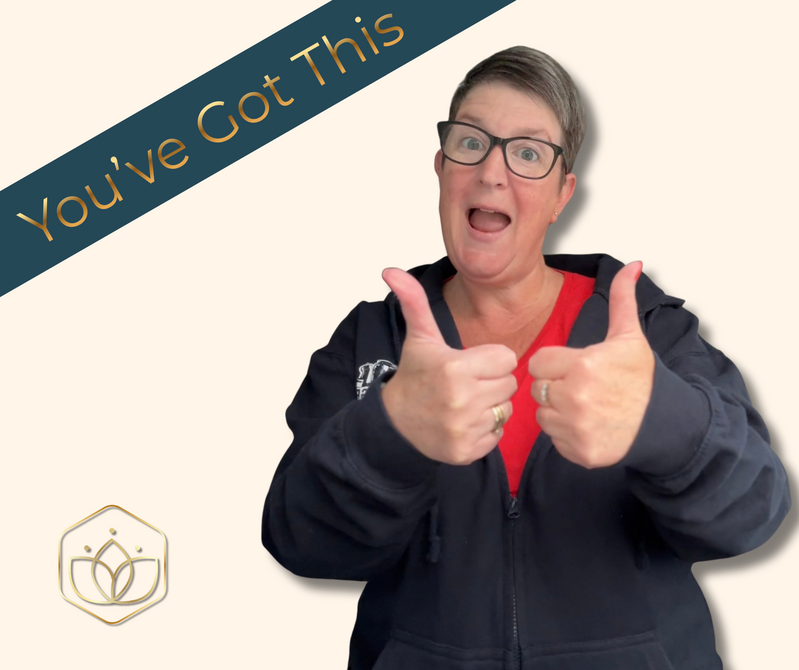 Nikki with double thumbs up, saying you've got this