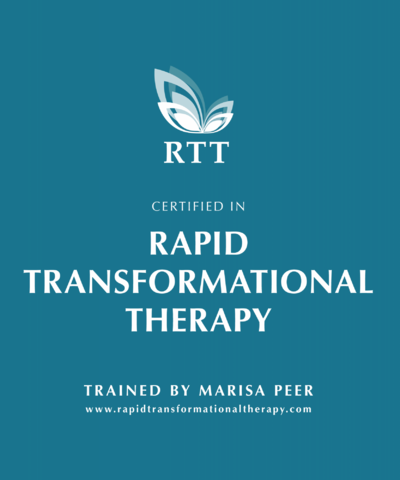 En certificering hvor der står Certified in Rapid transformational therapy. Trained by Marisa Peer