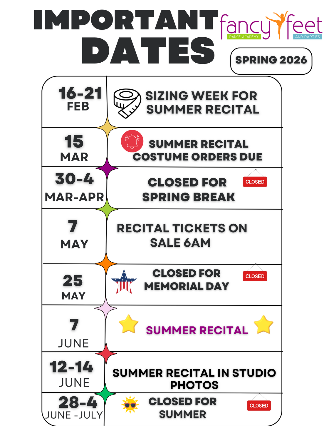 Important Dates 2026