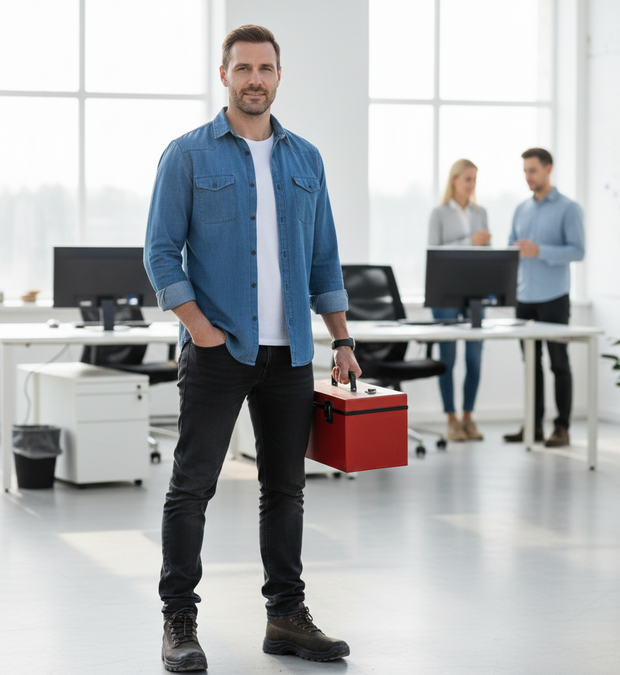 Leder med værktøjs kasse