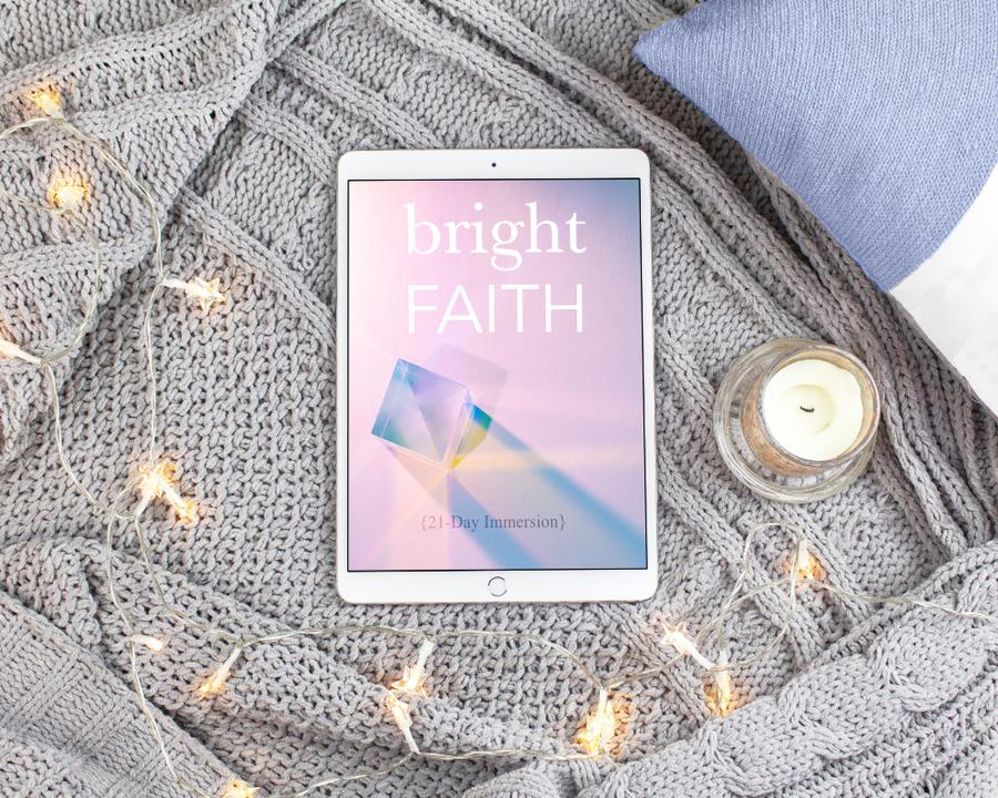 bright faith online mindset course ipad blanket candle fairy lights cosy cushion