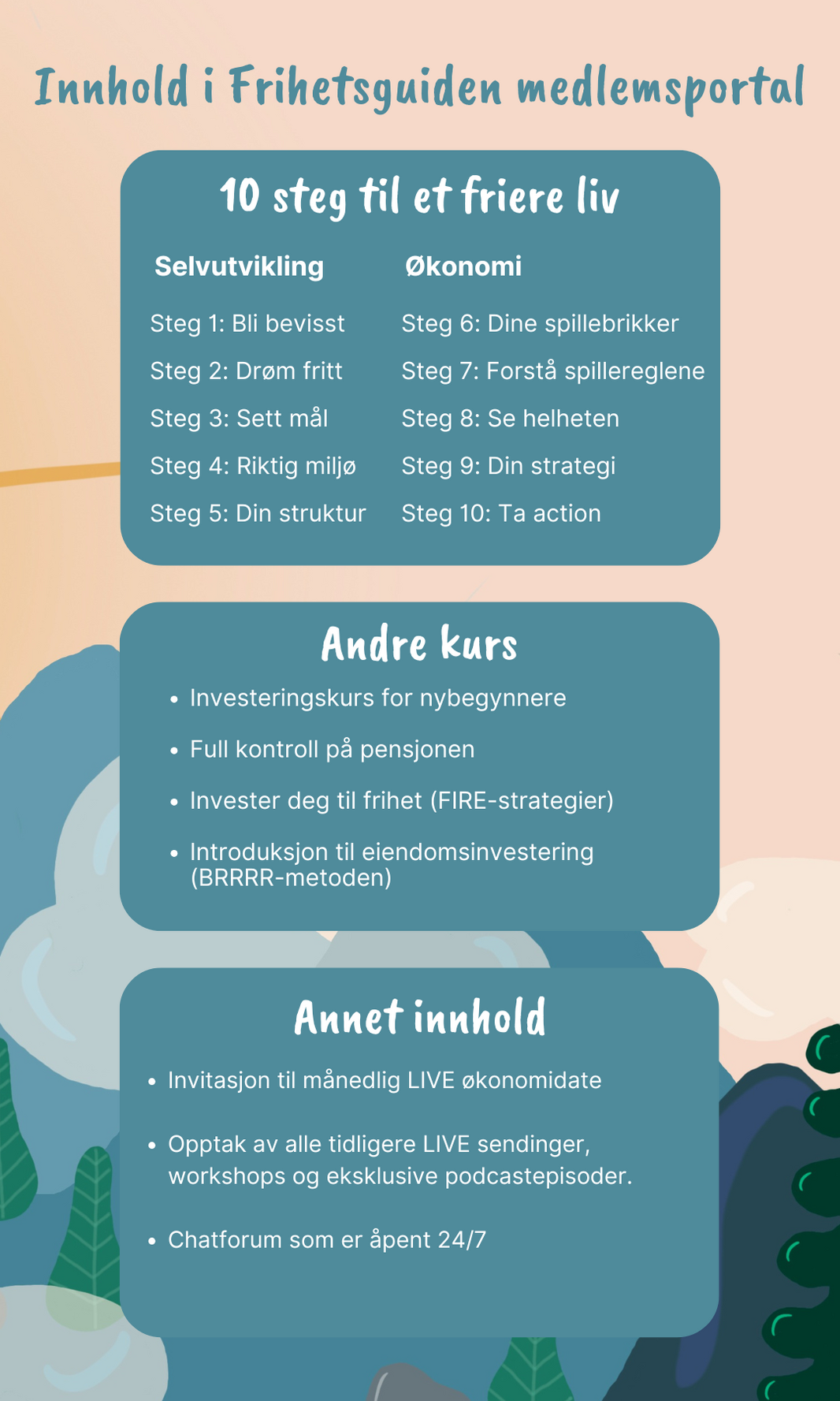 Investeringskurs for nybegynnere Pensjonskurs Investering for frihet Flere kurs i fremtiden (1080 x 1800 px) (1)