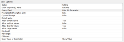 parameter options